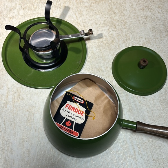 Vintage MCM  Avocado Green Fondue Set - By Nevco (NWT) - Picture 7 of 12
